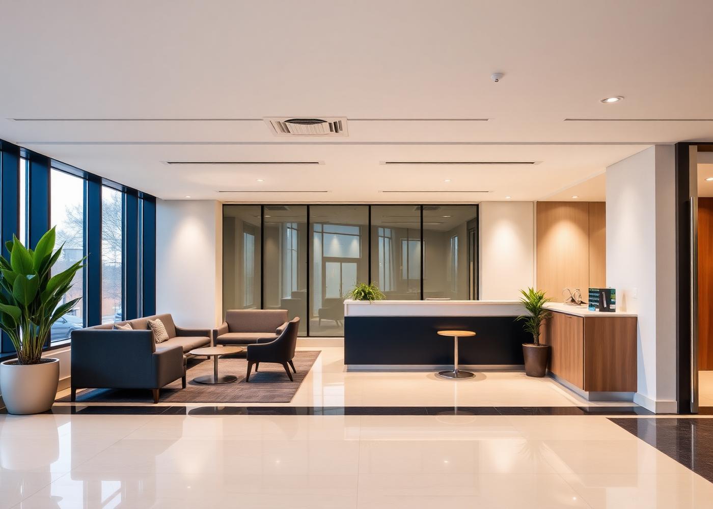 Immaculate office lobby and reception area